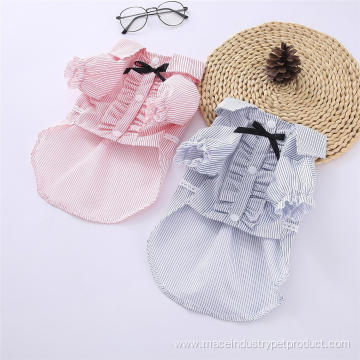 Spring summer striped two-tone bow small dog